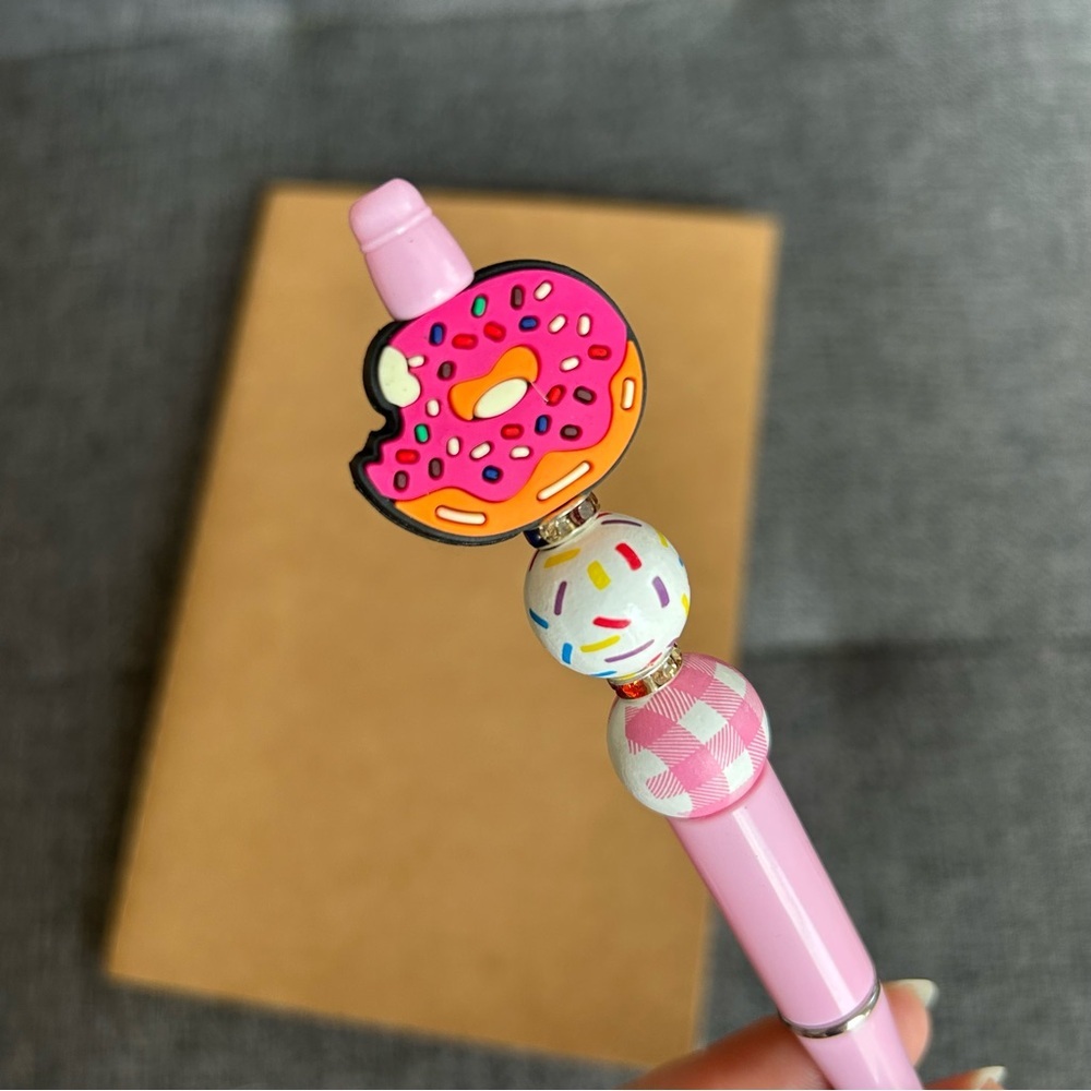 Handcrafted Doughnut Theme Pen + Kraft Journal Notebook (PINK SPRINKLE - PINK)